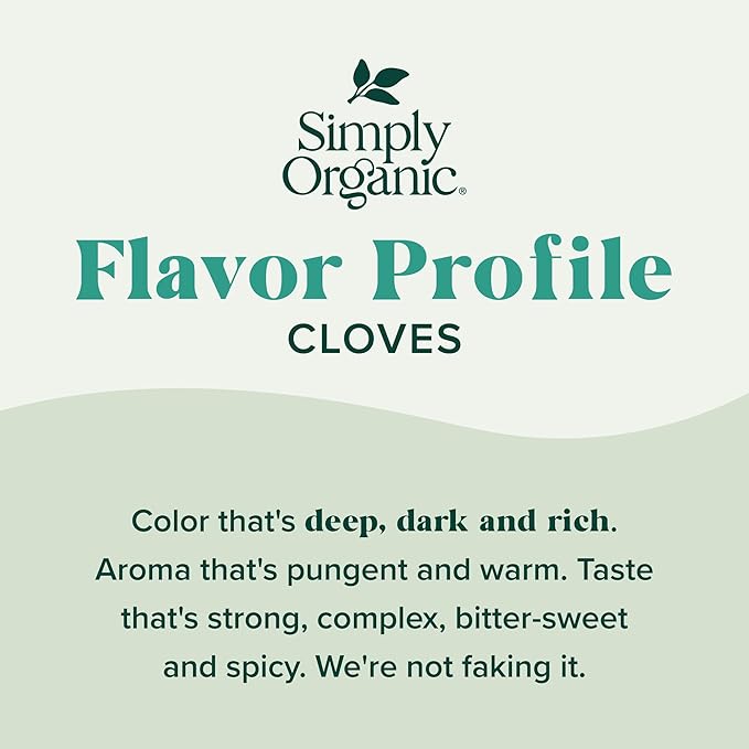 Simply Organic Ground Cloves 2.82 Ounce Jar, Pure Organic Ground Cloves, Kosher, Pungent Warm