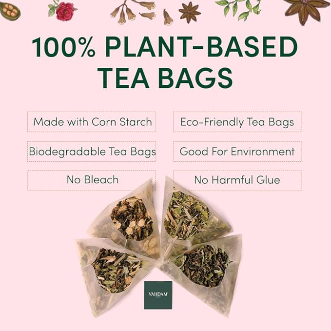 VAHDAM, Assorted Chai Tea Variety Pack (6 Delicious Flavors, 36 Eco Friendly Pyramid Tea Bags)