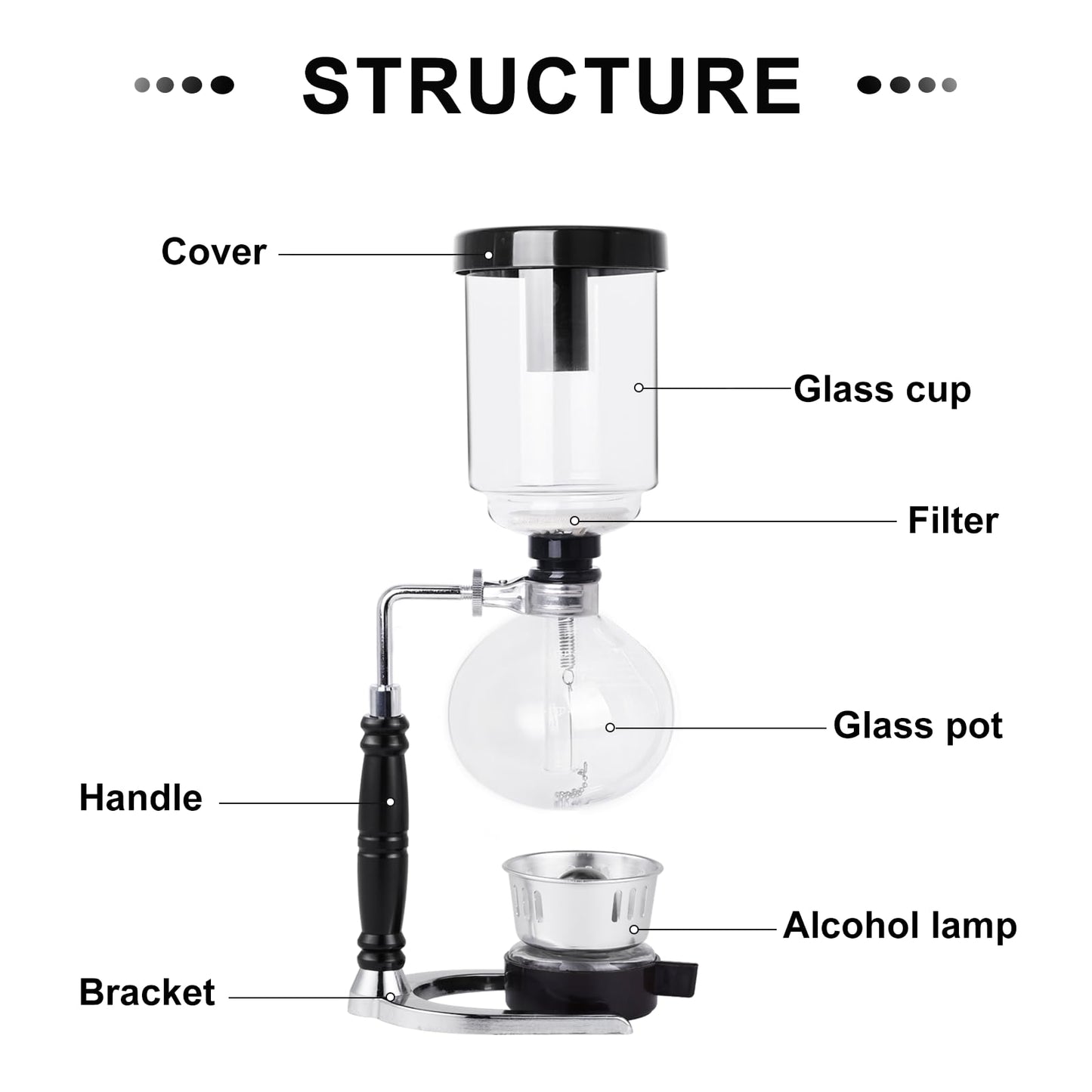 YUCHENGTECH Syphon Coffee Maker Tabletop Glass Siphon Pot Glass Technica Siphon Vacuum Coffee