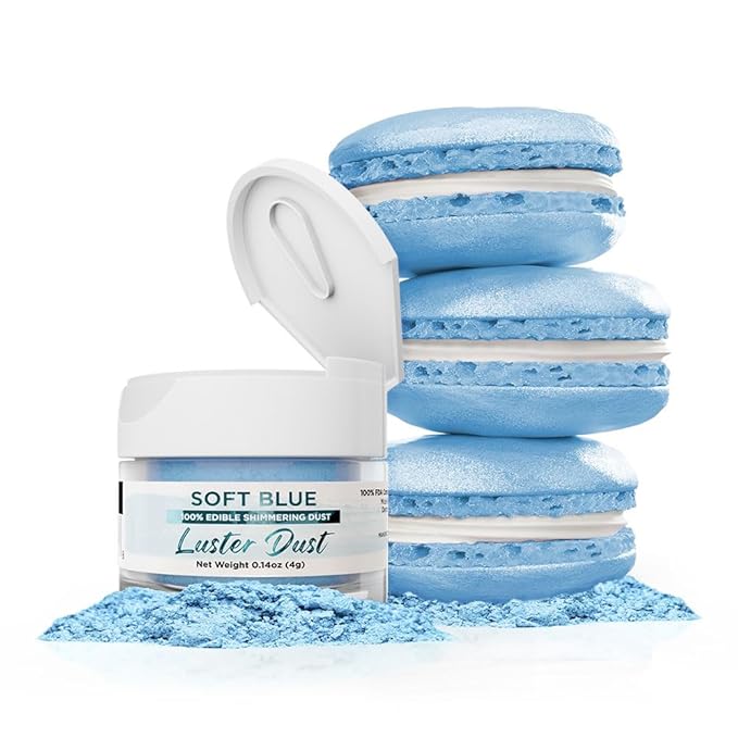 Luster Dust - Soft Blue (4g 1x Jar) | Edible Vegan Dust & Paint for Cake Decorating, Ice Cream