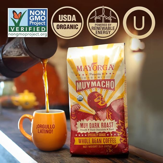 Mayorga Intense Dark Roast Coffee, 2 lb bag - Muy Macho Blend, the World's Strongest Organic Coffee