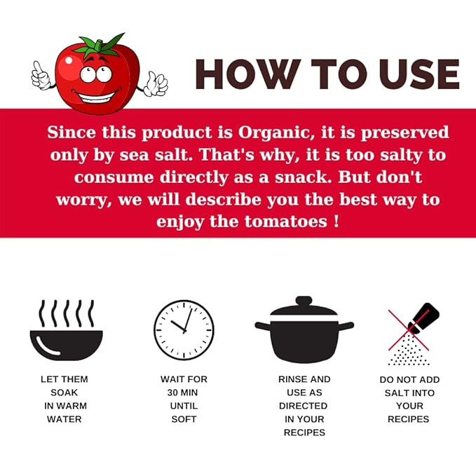 Berrilys Organic Sun-Dried Tomatoes, Salted, No Sulfur, No Preservatives, Kosher, Raw, Non-GMO