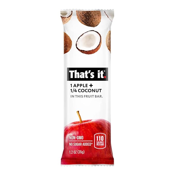 That's it. Apple + Coconut 100% Natural Real Fruit Bar, Best High Fiber Vegan, Gluten Free Healthy