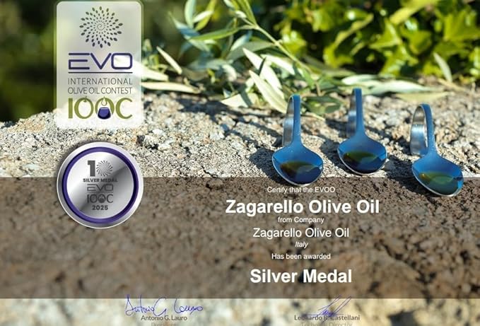 Zagarello 100% Traceable Italian Olive Oil Extra Virgin - 25.4 Fl Oz Unfiltered, Pure, IGP Certified