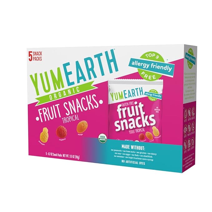 YumEarth Organic Assorted Tropical Flavor Fruit Snacks - Allergy Friendly (Top 9 Free), No