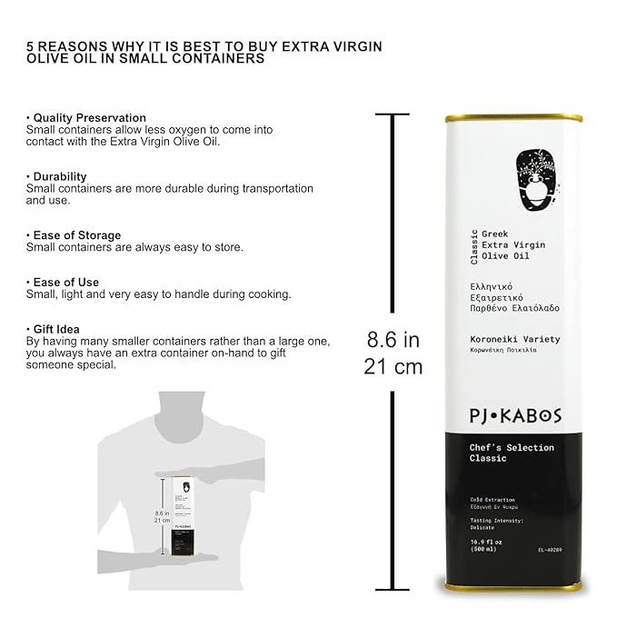 P.J. KABOS 2024/25 Harvest, Everyday Greek Extra Virgin Olive Oil, Kosher, Greece, Cold Extracted