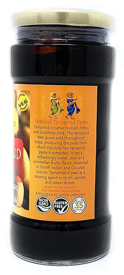 Asian Kitchen Tamarind Paste Puree (Imli) 16oz (454g) 1lb Glass Jar, Gluten Free, No added sugar ~