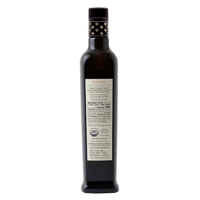 Entimio Intenso +900 mg/kg Polyphenol Rich Organic Extra Virgin Olive Oil, New 2024-2025 Early