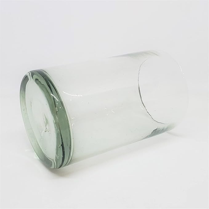 Clear Blown 9 oz Juice Glasses (set of 6) Mexican Handmade Glassware, Recycled Glass, Lead-free