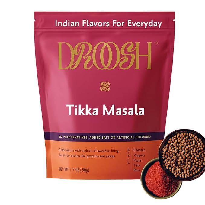 Droosh Tikka Masala Spice Mix, Indian Spices, Sweet and Savory, Tikka Masala Powder for Sandwiches