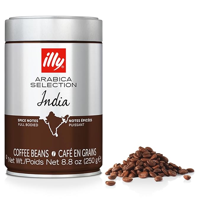 illy Whole Bean Coffee, Arabica Selections, India, Single Origin, 100% Arabica, All-Natural, No