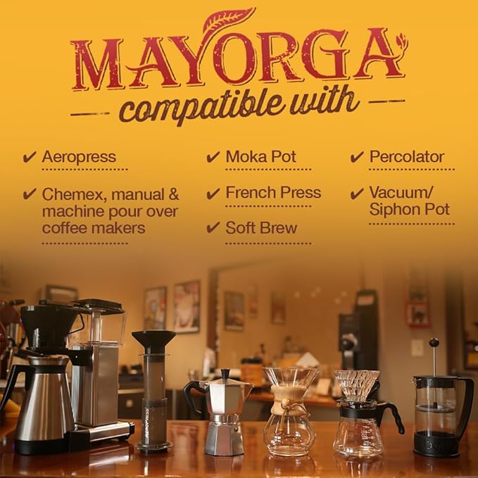 Mayorga Organic Coffee 12oz Cafe Cubano Roast - Dark Roast Whole Bean Coffee Specialty Grade, 100%