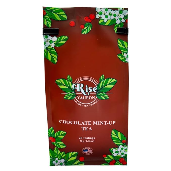 Rise Yaupon Chocolate Mint-Up Yaupon Holly Tea, 20 Teabags, 1.06oz, a blend of American-grown