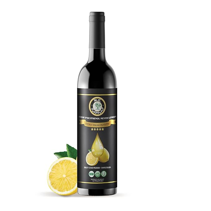 M.G. PAPPAS High Polyphenol Rich Meyer Lemon Olive Oil - Extra Virgin Olive Oil Polyphenol over