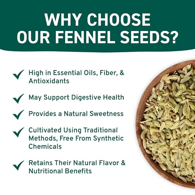 Fennel Seeds (397g/14oz) Tested for Quality | Raw Fennel Seed | Perfect for Cooking, Teas