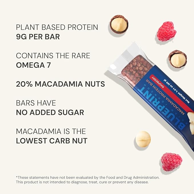 Blueprint Bryan Johnson Macadamia Nut Protein Bar - 9G Plant Protein - Healthy Fats - Supports