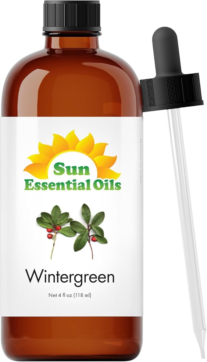 Sun Essential Oils - Wintergreen 4oz Bottle for Humidifier, Diffuser, Aromatherapy, Soap and Candle