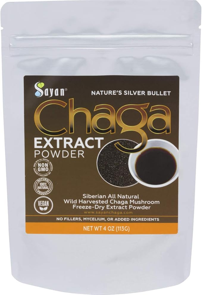 Sayan Chaga Mushroom Extract Powder (4oz) ??Freeze Dried Siberian Wild Harvested - Organic