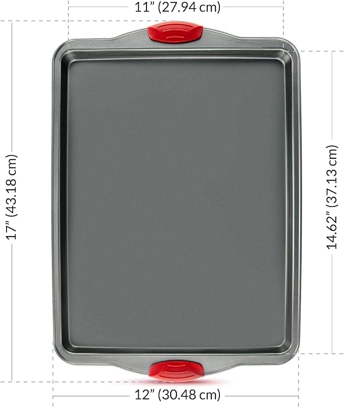 Premium Nonstick Baking Sheet Pans – Set of 3, Heavy-Gauge Carbon Steel, Warp, Dent, and