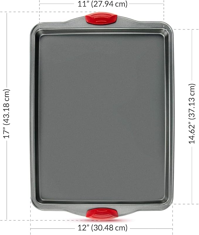 Boxiki Kitchen Non-Stick Baking & Cookie Sheet Pan Non-Toxic 11x14 Inch Rimmed Carbon Steel Baking