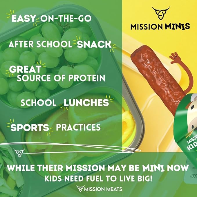 Mission Meats Kids Beef Sticks – 100% Grass Fed & Pasture Raised, Healthy Snacks for Kids and
