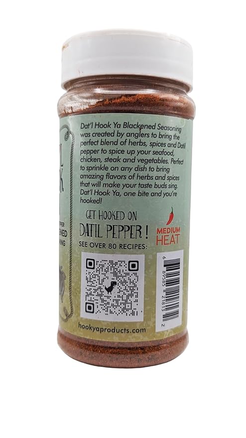 11oz- Hook?™Ya Blackened Seasoning ??Datil Pepper Blend ??Non-GMO, Gluten-Free, Vegan, Mild Heat