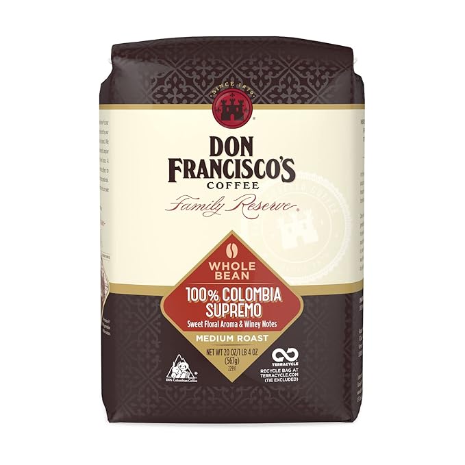 Don Francisco's Colombia Supremo Whole Bean Coffee, Medium Roast ??100% Arabica,20 oz Bag, Premium