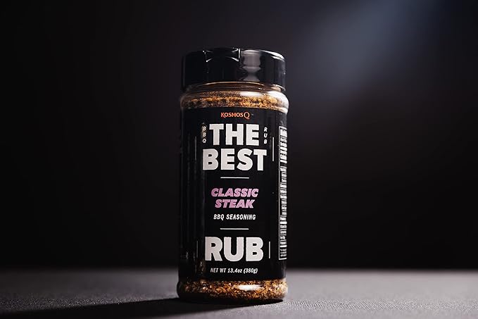Kosmos Q The Best Classic Steak Seasoning Rub, Garlic Pepper & Paprika BBQ Meat Dry Rub for Prime