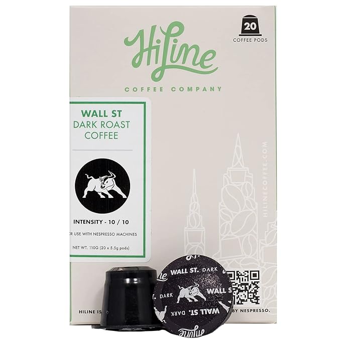 HiLine Espresso Coffee Pods, Dark Roast Coffee, 20 Count (Pack of 1), Single Cup Espresso Capsules