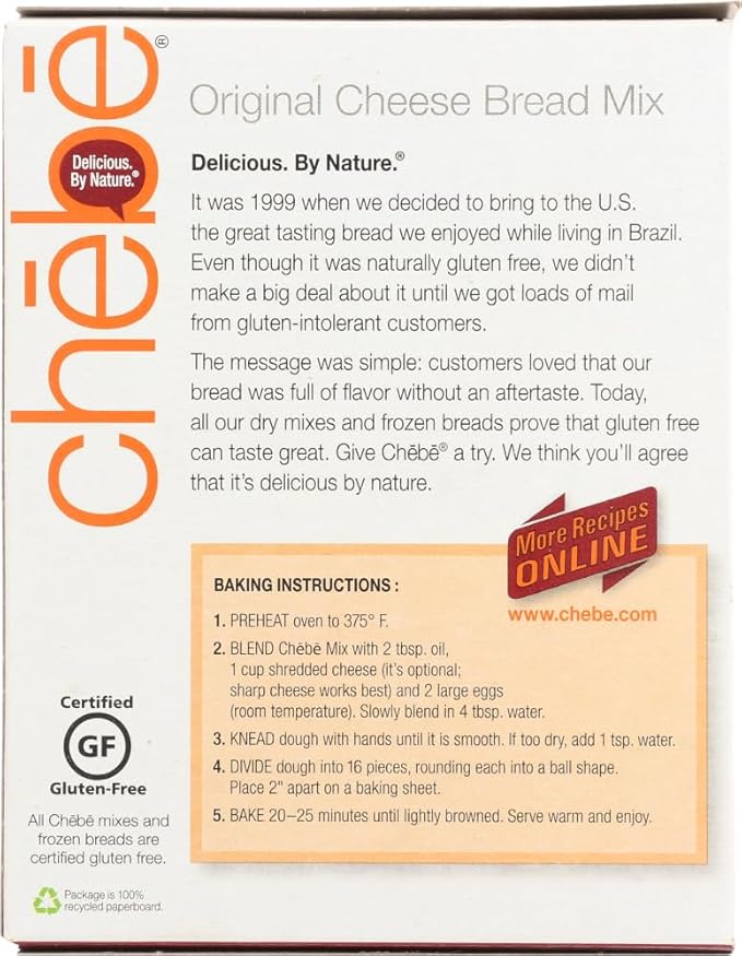 Chebe Bread Original Cheese Bread Mix, Gluten Free,7.5 Oz Bags,2 Pack