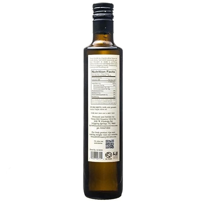 Texas Hill Country Olive Co Terra Verde Extra Virgin Olive Oil - Cold Pressed EVOO Gourmet Olive