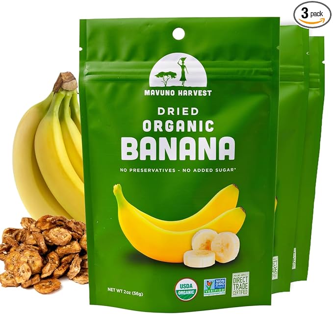 Mavuno Harvest Dried Banana Chips Fruit Snacks | Organic Dried | Healthy for Kids & Adults |