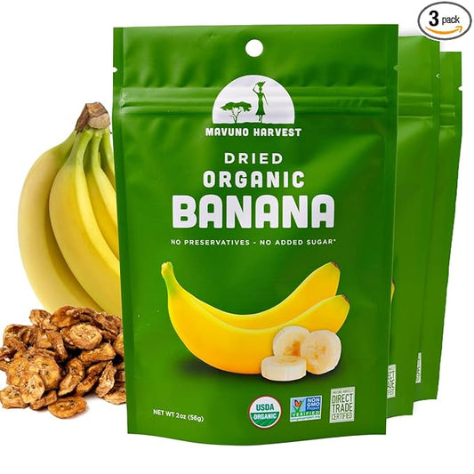 Mavuno Harvest Dried Banana Chips Fruit Snacks | Organic Dried | Healthy for Kids & Adults |