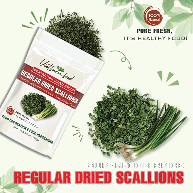 REGULAR DRIED SCALLIONS 5.29 Oz (150g) VIETFARMFOOD: Natural pure, convection dried seasoning made