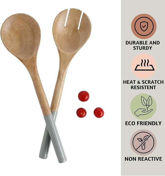 Folkulture Salad Servers or Salad Tongs, Wooden Utensils for Serving Salad, Salad Forks or Salad