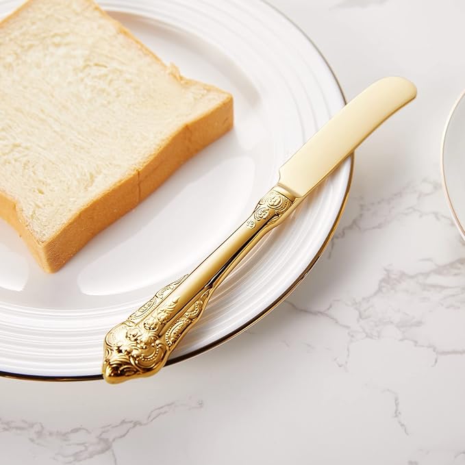 KEAWELL Gorgeous 6.9" Butter Spreader, 18/10 Stainless Steel, Set of 4, Gold Butter Knife