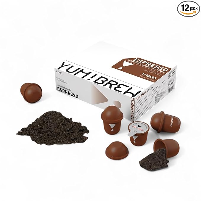 Yum!Brew Instant Espresso Coffee – Freeze-Dried Arabica from Yunnan | 12 Single Servings | Bold &