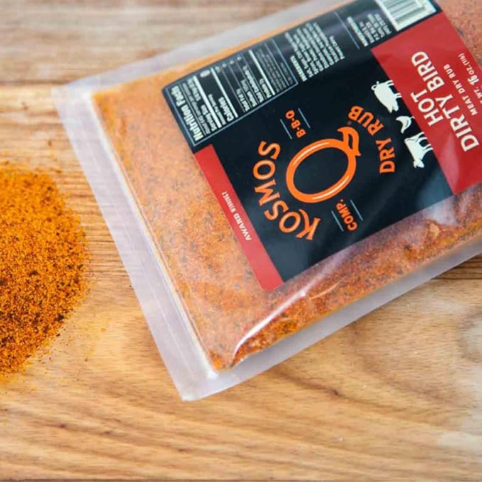 Kosmos Q Hot Dirty Bird BBQ Dry Rub, Spicy Seasoning with Chili Pepper, Brown Sugar, Garlic & Onion