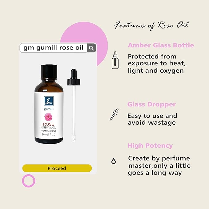 Rose Essential Oil, Home Fragrance Scent Oil for Diffuser, Skin, Hair, Candle, Soap, Dryer Balls