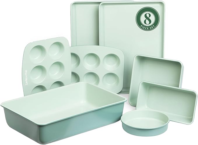Larder & Vine 8-Piece Bakeware Set | Non-Stick Baking Set with Ceramic Finish | PFAS, PFOA, PTFE