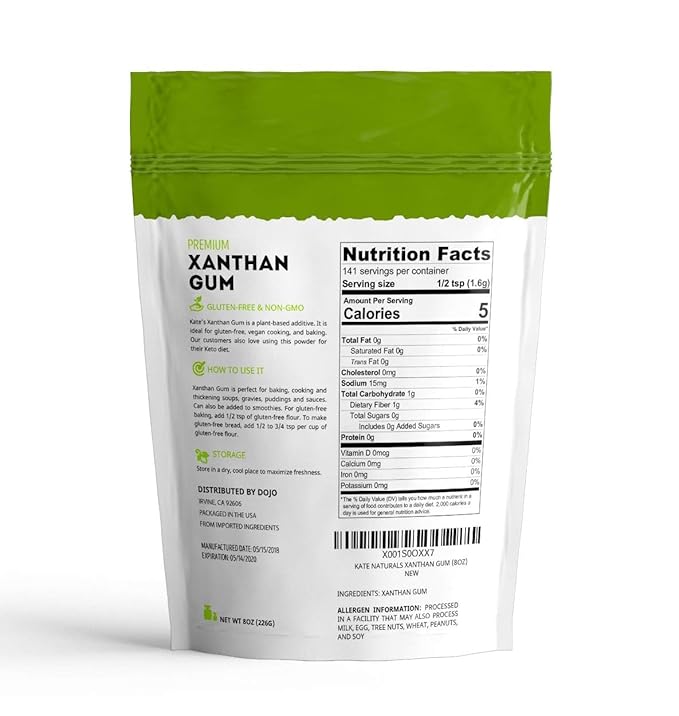 Kate Naturals Xanthan Gum for Baking, Ice Cream & Thickener (8oz, Gluten Free, Food Grade, Skin