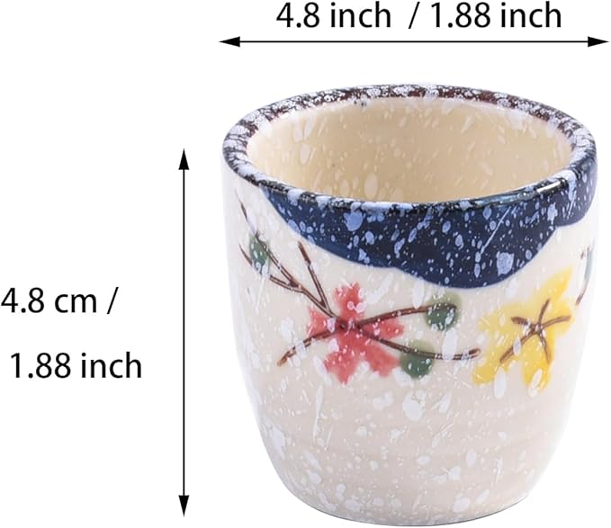 Porcelain Sake Cups, Set of 6 Wine Cups for Japanese Wine