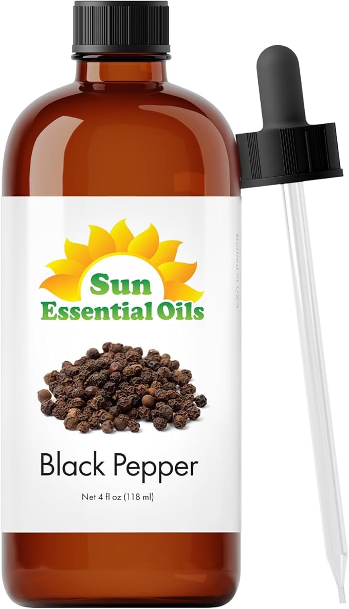 Sun Essential Oils - Black Pepper 4oz Bottle for Diffuser, Humidifier, Aromatherapy, Self and Home