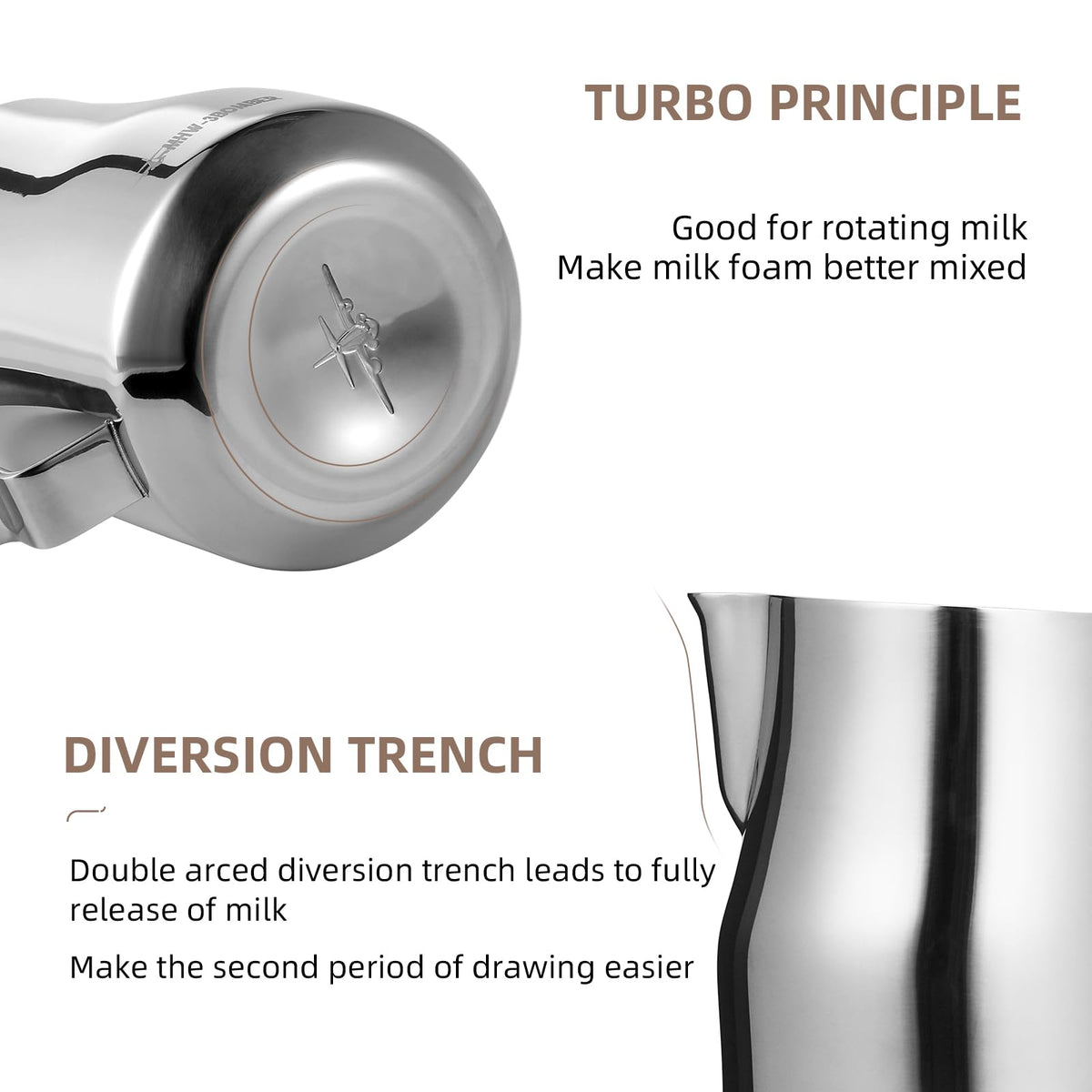 MHW-3BOMBER Milk Frothing Pitcher 12oz/350ml Milk Frother Cup Espresso Steaming Pitcher Stainless
