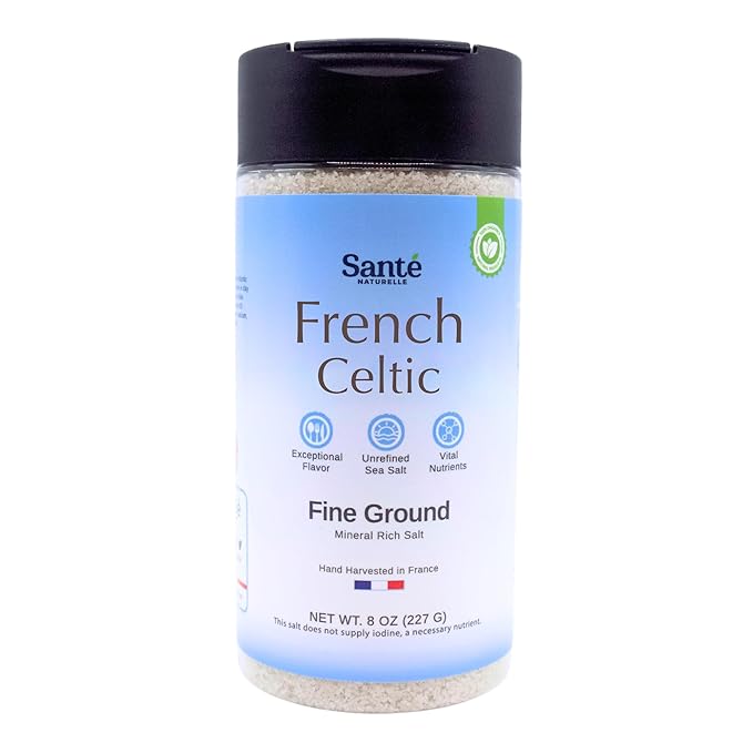 Sante French Fine Ground Sea Salt Shaker - 8 oz. Salt From the Celtic Sea, Unrefined French Sea