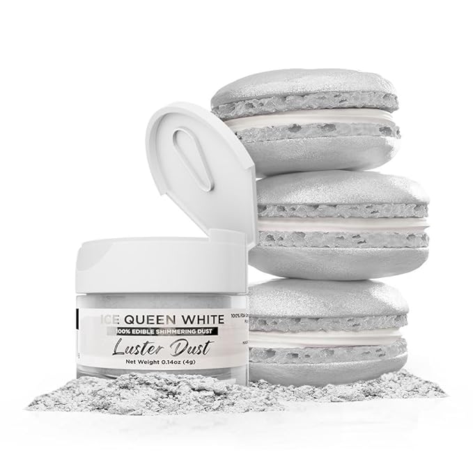 Luster Dust - Ice Queen White (4g 1x Jar) | Edible Vegan Dust & Paint for Cake Decorating, Ice