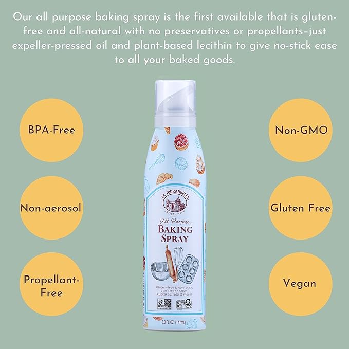 La Tourangelle All Purpose Baking Spray, Gluten Free, Non Stick, 147 ML