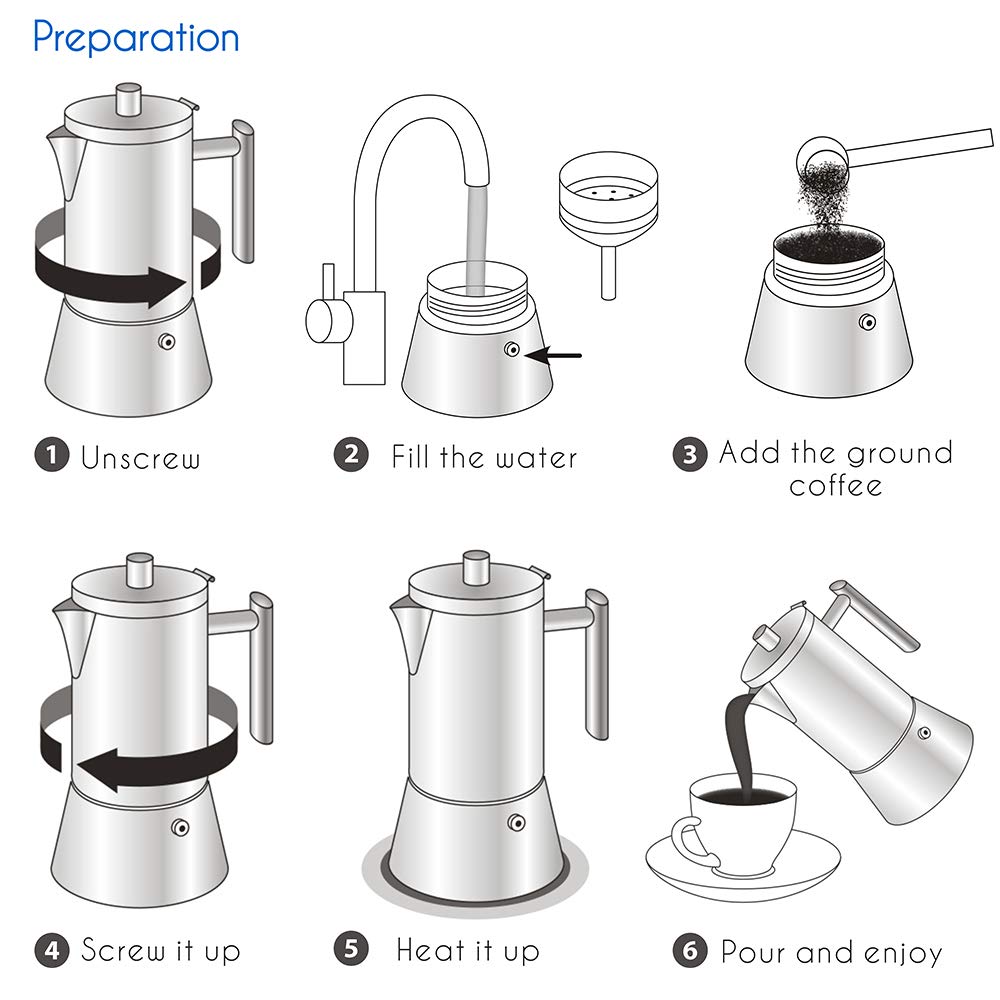 Easyworkz Diego Stovetop Espresso Maker Stainless Steel Italian Coffee Machine Maker 12Cup 17.5 oz