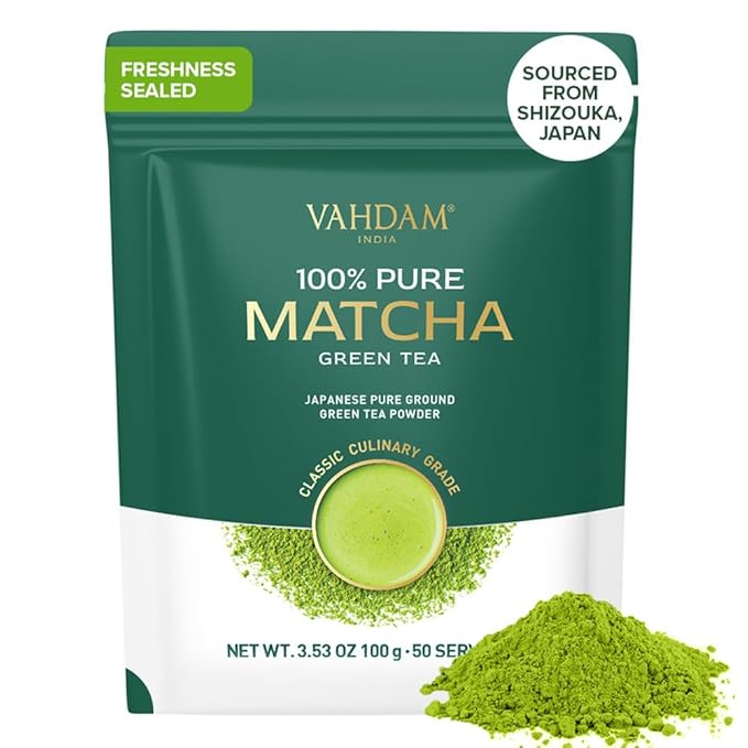 VAHDAM, Japanese Matcha Tea Powder (50 Cups,3.53oz) Sourced from Japan | Authentic Japanese Matcha