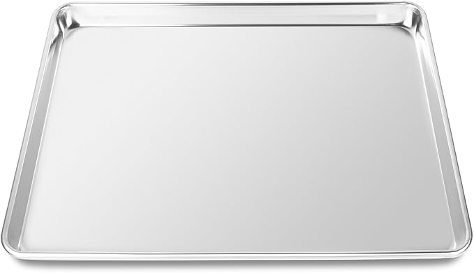 Last Confection 6 Cookie Baking Sheets 15" x 21" - Rimmed Aluminum Jelly Roll Trays - Three-Quarter